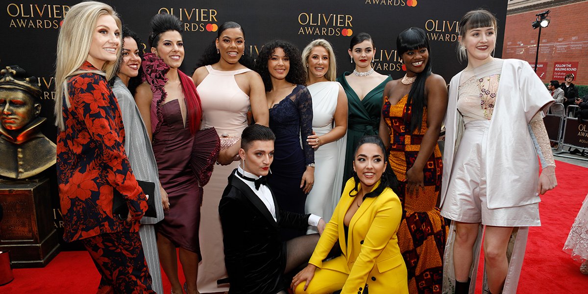 The cast and creatives of Six on the red carpet at the Olivier Awards 2019 with Mastercard (Photo: Pamela Raith)