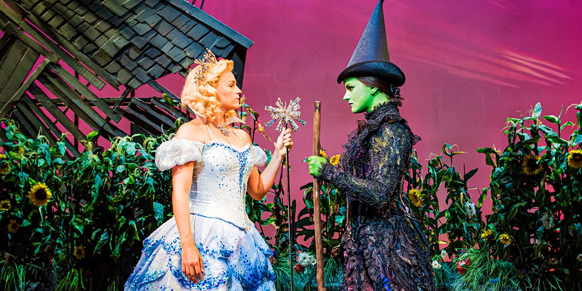 Helen Woolf (Glinda) and Nikki Bentley (Elphaba). Photo By Matt Crockett.