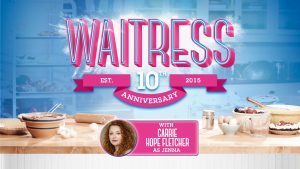 A waitress in a blue uniform serves food at a table in a vibrant diner setting.